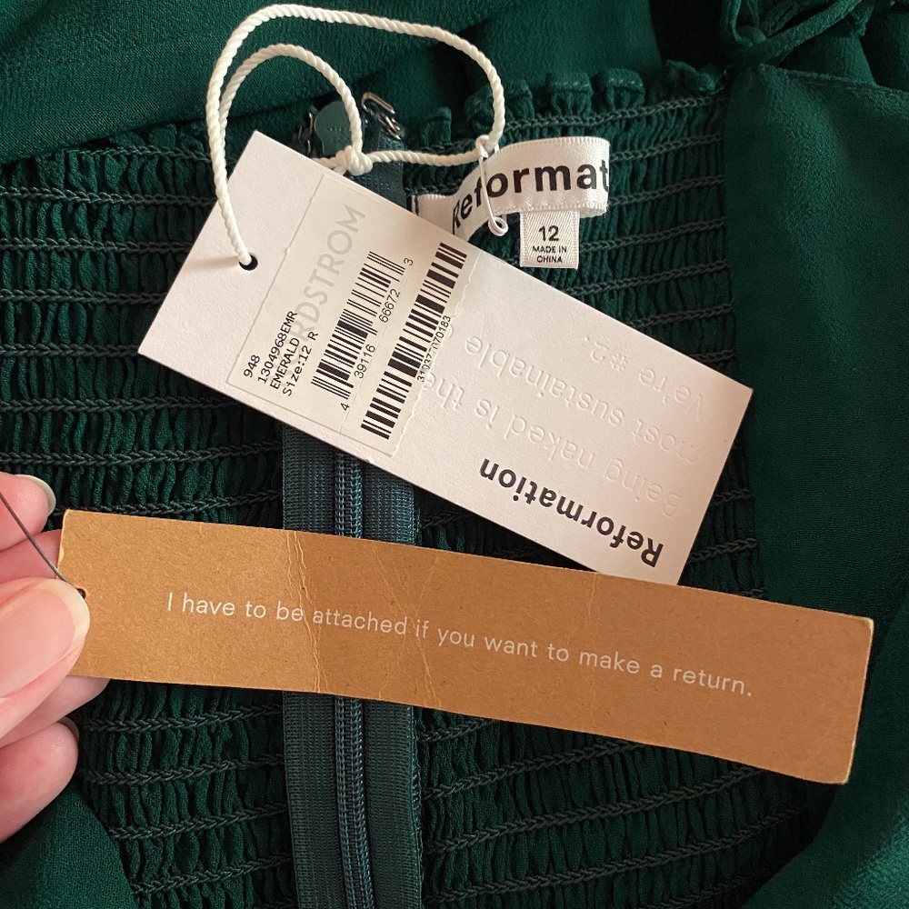 NEW Reformation Juliette Dress Emerald 12 - Picture 11 of 17